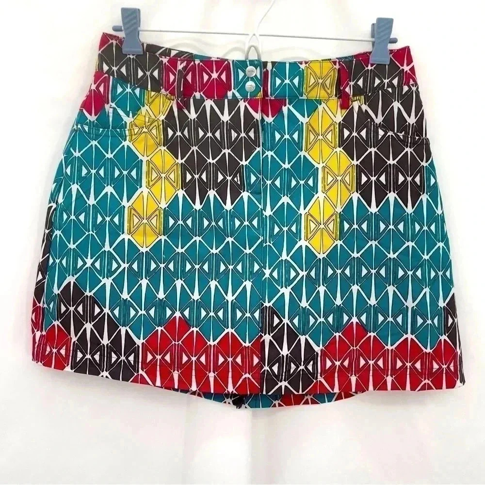 Slazenger Golf Skort Women Sz 2 Multicolor Geometric Print Athletic Performance